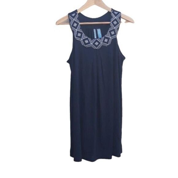 New Directions Dress Womens S Cover Up Tribal Aztec Metallic Scoop MuMu Black - Picture 2 of 7